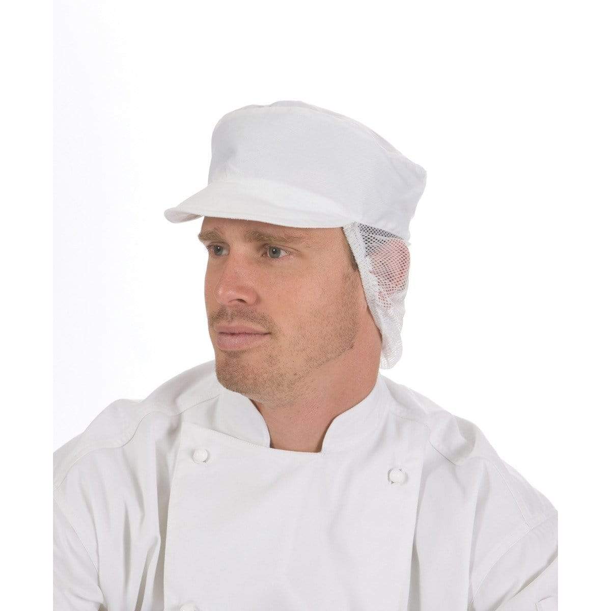 DNC Workwear Hospitality & Chefwear White / One Size DNC WORKWEAR Cap with Net Back 1621